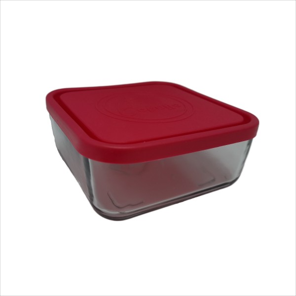 Glass casserole, square, Eljado, capacity 1.05 l, plastic cover